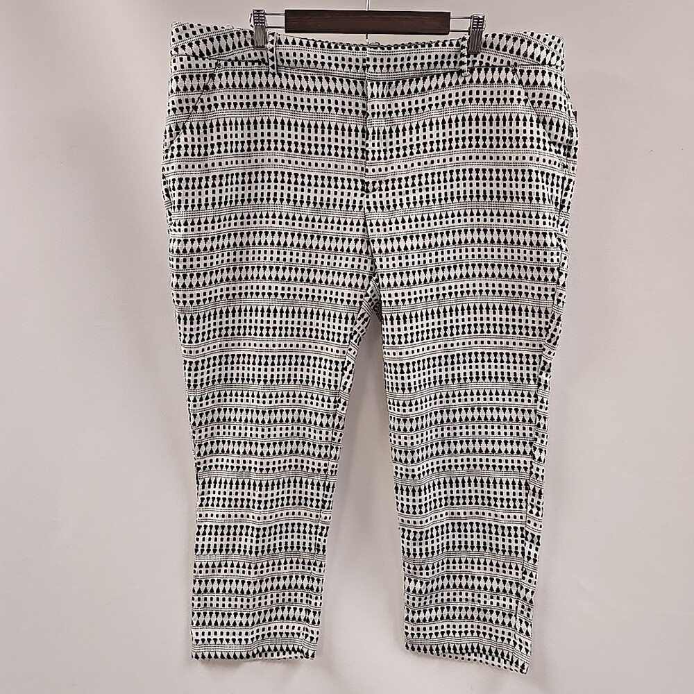 Merona Pants Womens Size 22W Black White Geometric Woven Classic Fit Ankle NWT